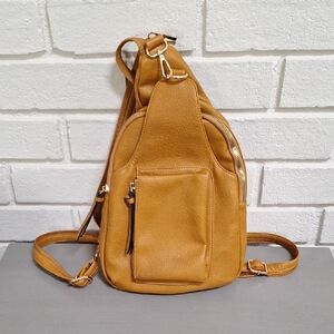 Tan Faux Leather Shoulder Bag /Backpack.